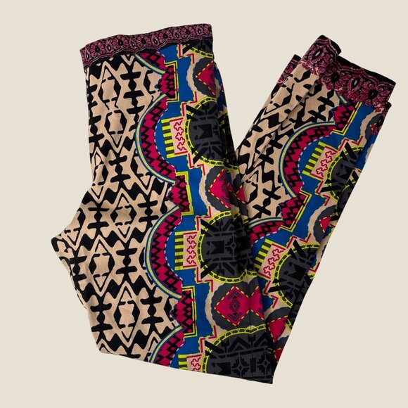 Flying Tomato Vibrant Boho Pattern Stretch Ankle Pants Size L Multicolor - Picture 3 of 9